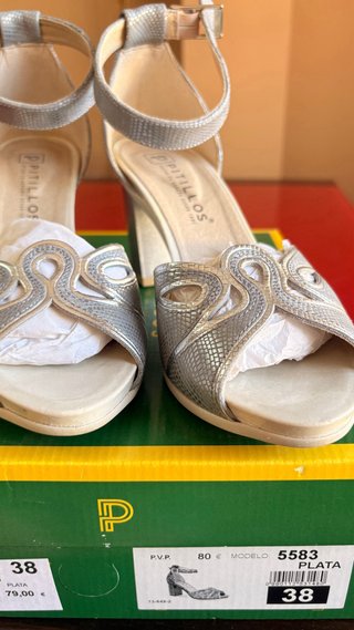Zapatos Pitillos Piel T38 Plateados