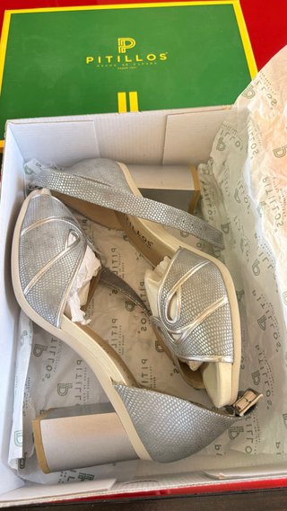 Zapatos Pitillos Piel T38 Plateados