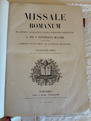 Antico Missale Romanum 1882