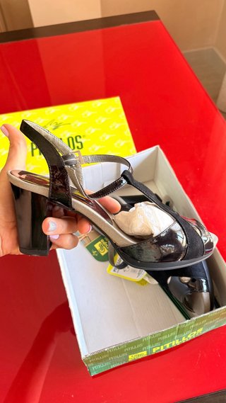 Zapatos Pitillos Negros Piel T38 Tacón Ancho