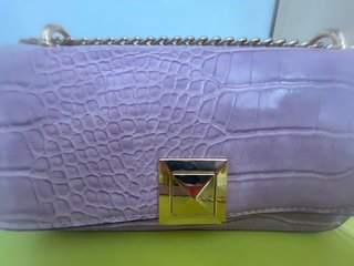 Bolso Sfera Morado Piel Cocodrilo Dorado