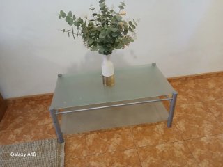 Mesa de centro cristal y metal