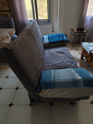 Sofá Cama Gris y Azul