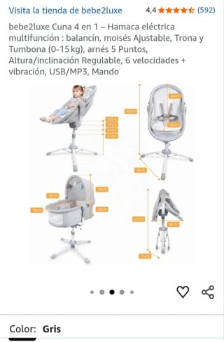 Cuna de bebé 2 en 1 gris
