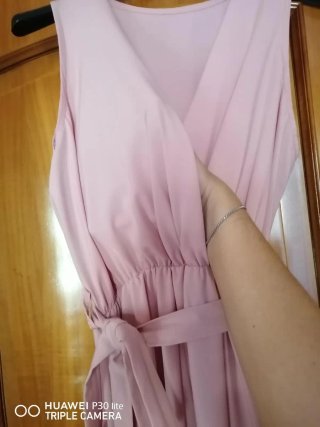 Abito lungo rosa in viscosa