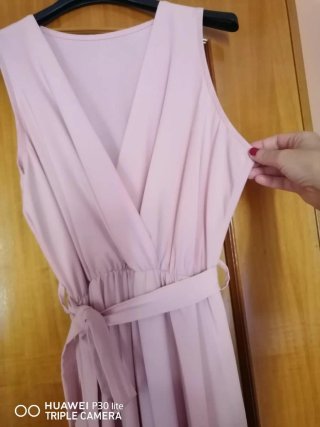 Abito lungo rosa in viscosa