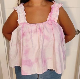 Top Zara Tie-Dye Rosa y Blanca