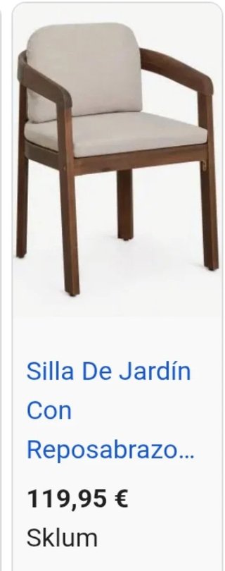Sklum Silla de jardín con reposabrazos en madera