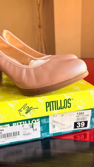 Zapatos Pitillos Piel Rosa Nude T39, como nuevos.