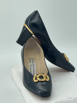 Zapatos Balenciaga Tacon Piel Hebilla Dorada