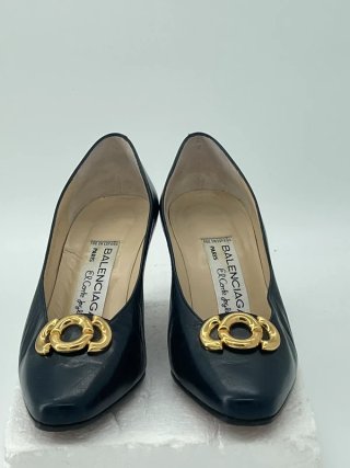 Zapatos Balenciaga Tacon Piel Hebilla Dorada