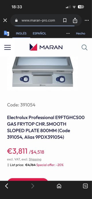 Plancha de cocina Electrolux E9FTGHCS00