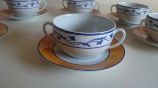 6 Tazas Consomé con Platillo Porcelana