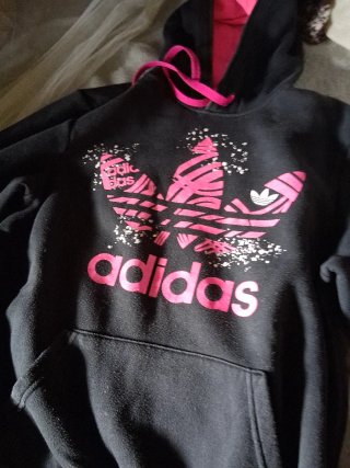 Sudadera Adidas Negra y Rosa con Capucha