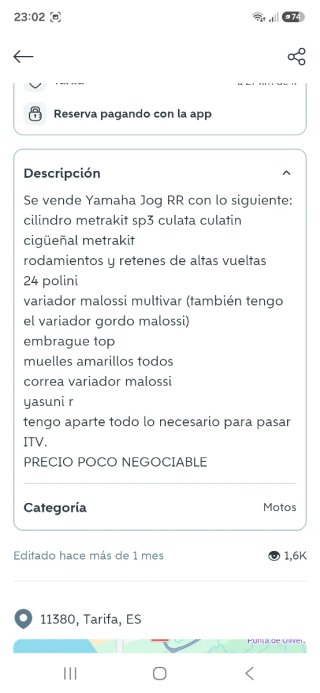 Yamaha Jog R Scooter Negra y Dorada