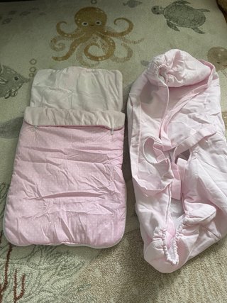 Saco y cubrecuco bebé rosa