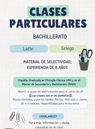 Clases particulares de Latín y Griego