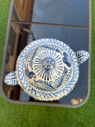 Jarrón/Sopera Fajalauza Azul y Blanco