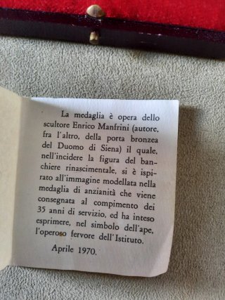 Medaglia Bronzo Credito Italiano Centenario Italy