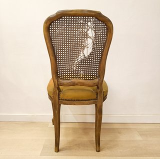 Silla estilo Isabelina Madera y Rattan