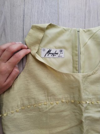 Vestido verde de fiesta con foulard talla 38