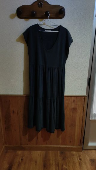 Vestido largo azul manga corta