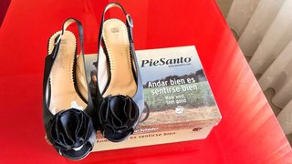 Zapatos de fiesta Pie Santo T38 raso negro.
