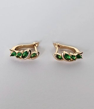 Pendientes Verde Esmeralda en Oro 14k Electrochapa