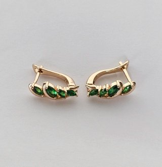 Pendientes Verde Esmeralda en Oro 14k Electrochapa