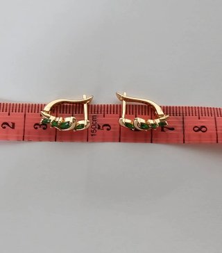 Pendientes Verde Esmeralda en Oro 14k Electrochapa