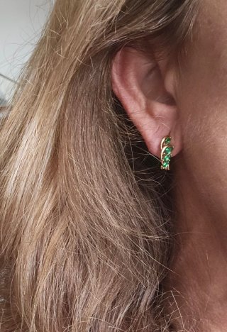 Pendientes Verde Esmeralda en Oro 14k Electrochapa