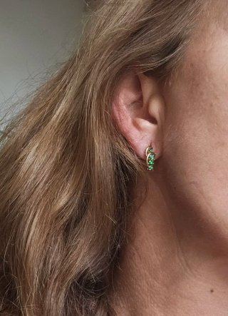 Pendientes Verde Esmeralda en Oro 14k Electrochapa