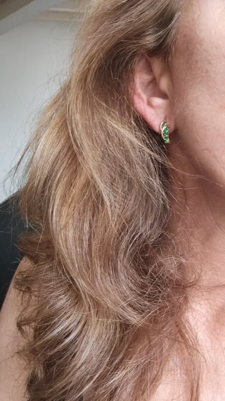 Pendientes Verde Esmeralda en Oro 14k Electrochapa