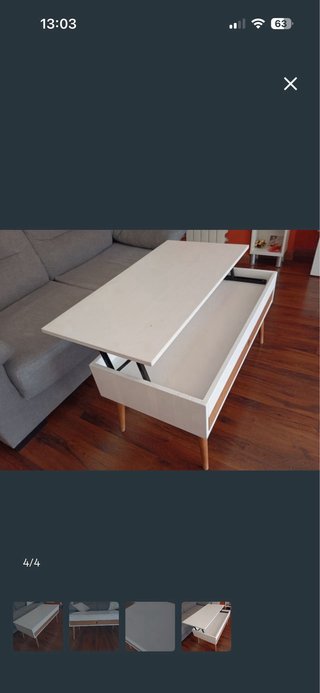 Mesita de centro elevable madera
