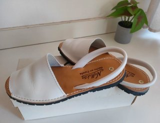 Sandalias Menorquinas Piel, Blancas Talla 38