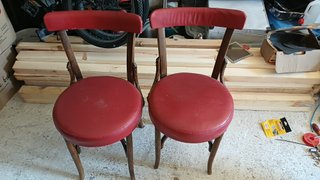 2 Sillas Vintage Piel y Madera