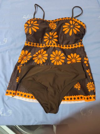 SHEIN Swim Trikini Marrón Naranja Talla Única