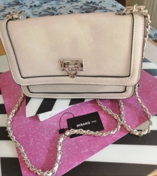 Bolso bandolera Misako beige y plateado Nuevo,