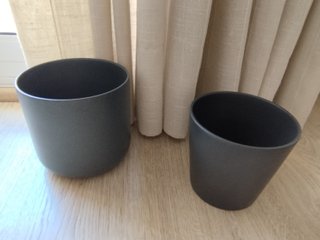 Lote 3 Macetas Decorativas Plástico Gris