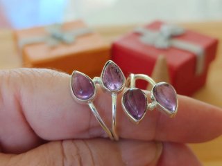 Anillo Plata Ajustable con Amatista