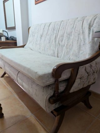 Sillón vintage tela y madera