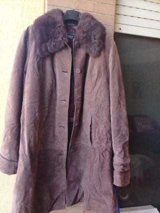 Cappotto in pelle marrone/viola taglia XL