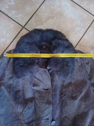 Cappotto in pelle marrone/viola taglia XL