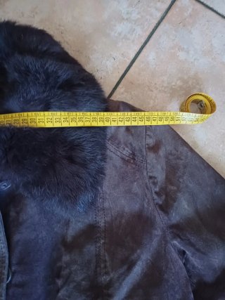 Cappotto in pelle marrone/viola taglia XL