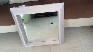 Espejo de madera maciza blanco