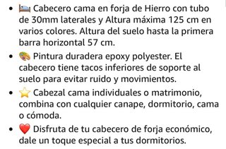 Cabecero Cama Hierro Forja Blanco Individual