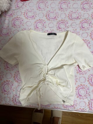 Camiseta beige Dunnes con cordón