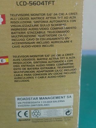 Pantalla Roadstar LCD-5604TFT 12V