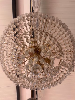 2 Lámparas Cristal y Metal Doradas