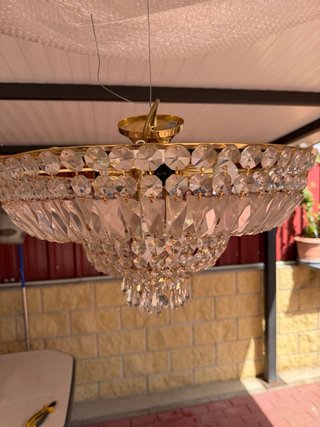 2 Lámparas Cristal y Metal Doradas